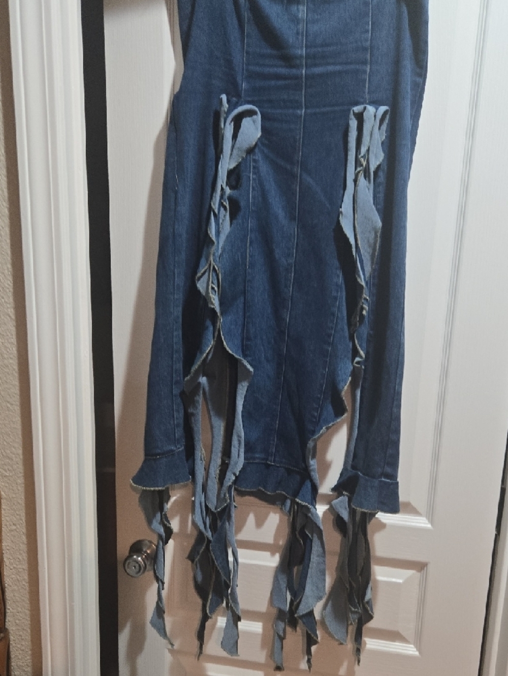 Thrill Denim Fringe Maxi Top - Dark Blue - Picture 4 of 4